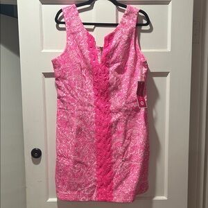 Lilly Pulitzer Vintage Pink Summer Dress With Gold Zipper Detailing